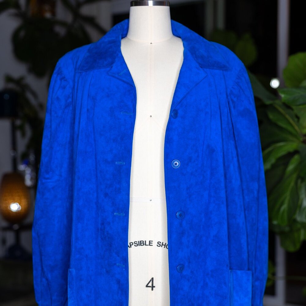Vintage Gino Rossi for Wilson Ultrasuede Oversized Jacket – Electric Blue – Size